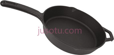 圆形铸铁平底锅,round cast iron skillet frying pan PNG