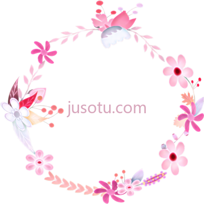 藤蔓花,frame wreath circle round leaves vines flower PNG