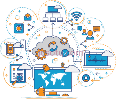 互联网云服务,connected world and internet cloud web services PNG