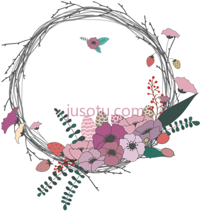 花枝圆环,flowers twig corolla wreath lease spring gambar lingkaran bunga PNG