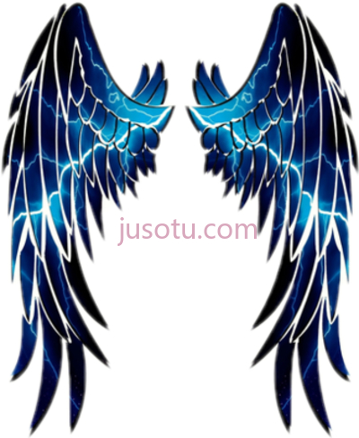 蓝色翅膀,blue angles stencil PNG