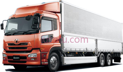 橙色集装箱卡车,orange cargo truck full body container PNG
