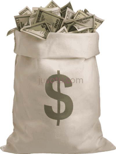 装满美元袋子,bag full dollars money PNG