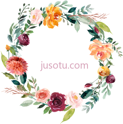 水彩花环,garland about watercolor orange wreath PNG