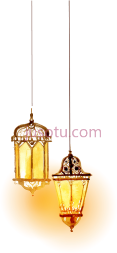 黄色伊斯兰吊灯PNG
