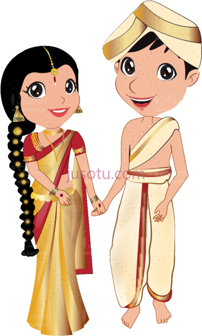 夫妇婚礼新郎新娘,kannada couple wedding bride and groom cartoon PNG