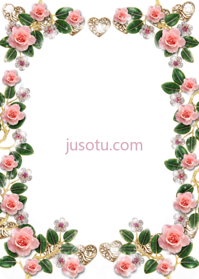 花卉粉红玫瑰,delicate floral jewelries and pink roses flower PNG