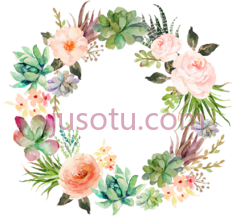 水彩花环PNG