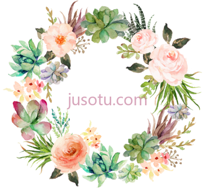 水彩花环,frame succulent watercolor PNG
