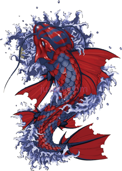 蝴蝶锦鲤,butterfly koi tattoo painted PNG