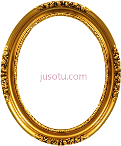 椭圆形金框,oval golden frame PNG