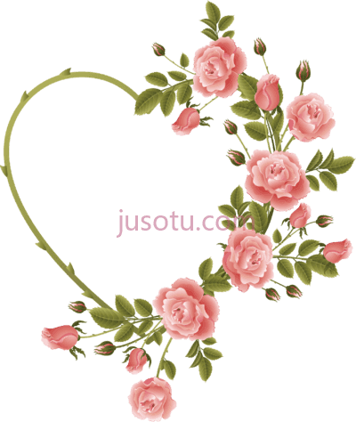 玫瑰装饰心,rose decorated heart PNG