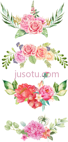 水彩底边粉色花卉,flower PNG