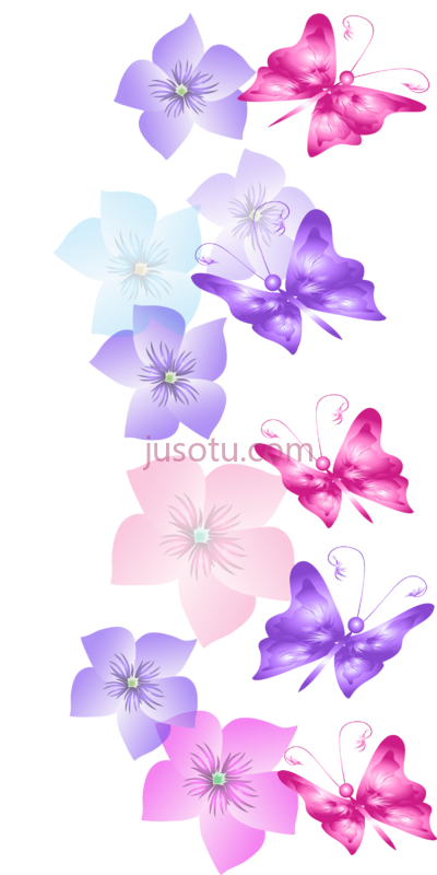 彩边花饰,rainbow and flowers decoration PNG