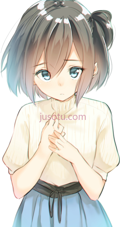 悲伤女孩,sad anime girl render PNG