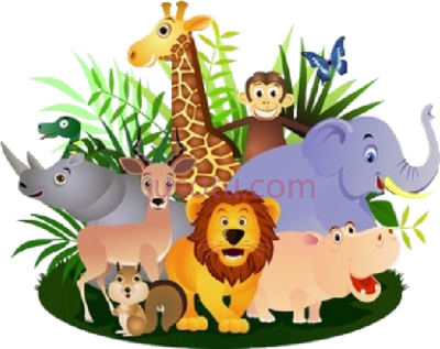 野生动物,wild animals group cartoon PNG