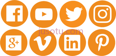 社交媒体图标,viva social media icons orange PNG