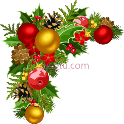 圣诞节装饰边框,deco corner tree decorations border PNG