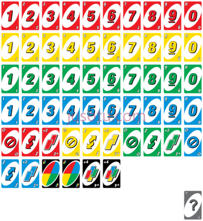一张牌堆里,uno cards are in an deck PNG