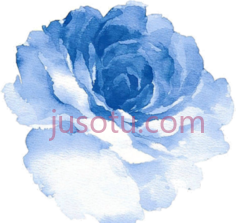 蓝玫瑰水彩花PNG