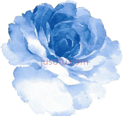 蓝玫瑰水彩花,blue rose cartoon watercolor flower PNG