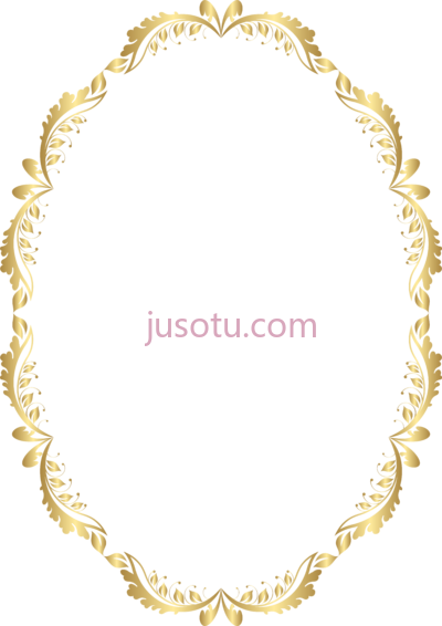 金色椭圆形花,golden oval border floral frame PNG