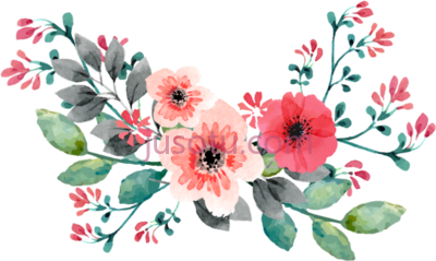 粉色花,pink border 1024 watercolour vintage PNG