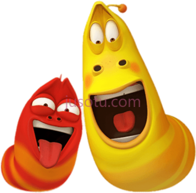红黄笑脸,larva red and yellow funny faces cartoon PNG
