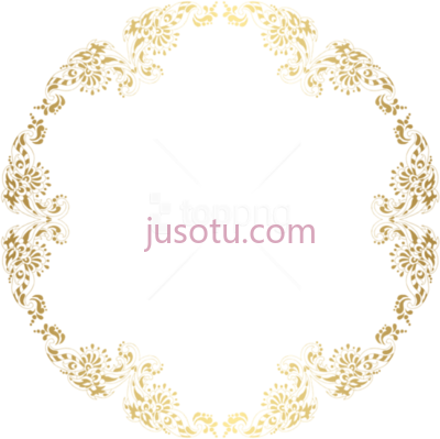 金圆花框,floral gold round border circle frame PNG