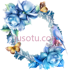 蓝色花边框,flower PNG