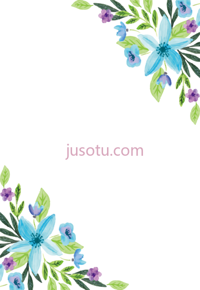 蓝水彩花,watercolor painting floral blue PNG