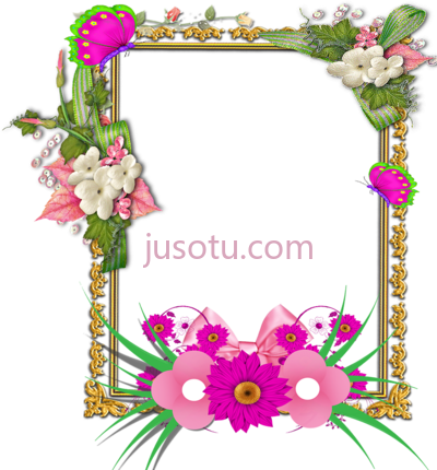蝴蝶花框,flower floral wreath butterfly PNG